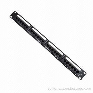 24-port Cat6 UTP Patch Panel with 110 or Dual Use IDC and Plastic Powder Cladding